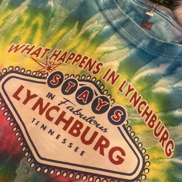 What Happens in Lynchburg Stays in Fabulous Lynchburg Tennessee 2XL Tie-dye Tee - Picture 2 of 6